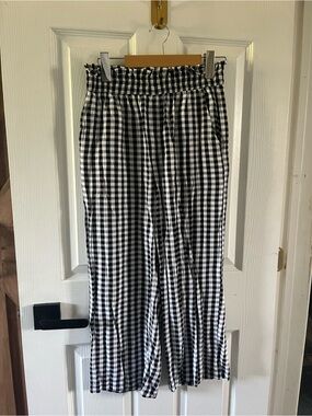 Black and White Gingham Paperbag Waist Pants